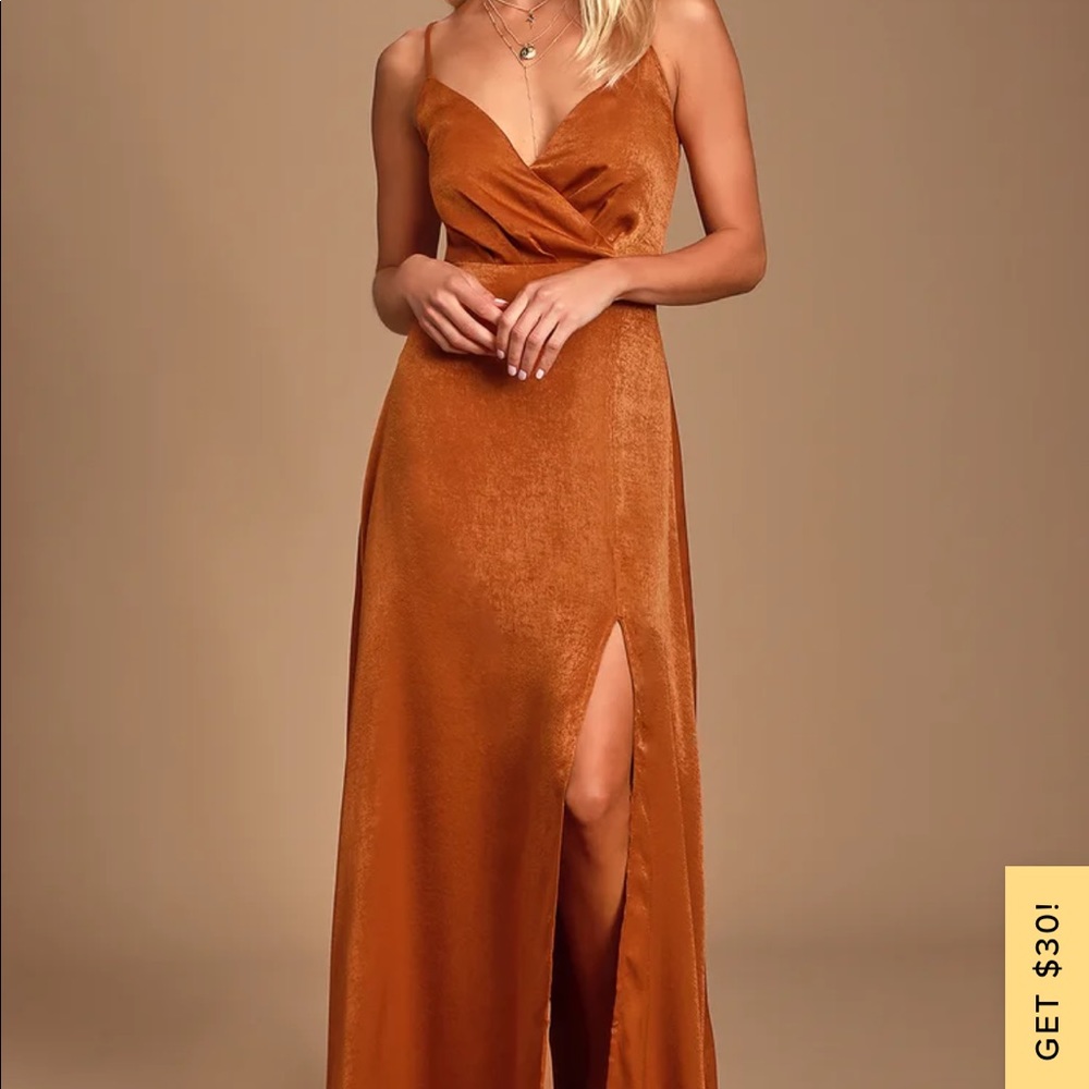 Lulu’s rust orange maxi dress with slit